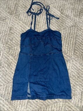 Denim Mini Dress - Deep Blue